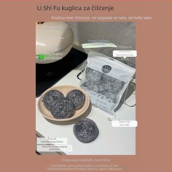 Velika čelična drôtna lopta za čišćenje posuđa s držalom