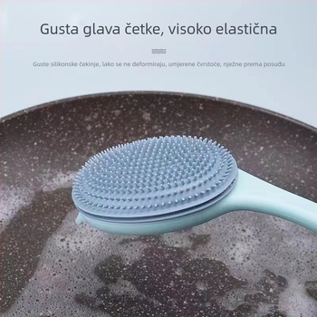 Četka za lonce s dugačkom drškom, silikonasta četka za posuđe, sve-u-jednom kuhinjskom alatu za čišćenje lonaca, ne oštećuje lonac, uklanja mrlje