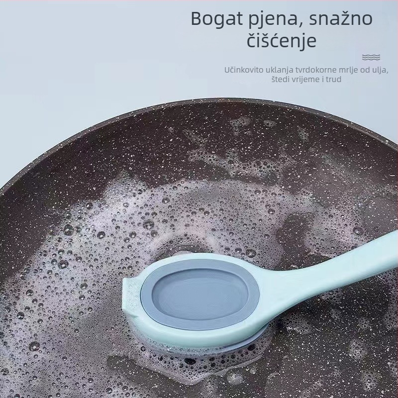 Četka za lonce s dugačkom drškom, silikonasta četka za posuđe, sve-u-jednom kuhinjskom alatu za čišćenje lonaca, ne oštećuje lonac, uklanja mrlje
