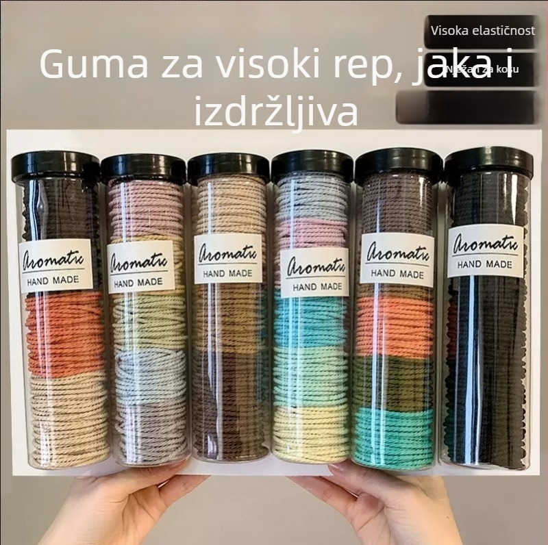 Set gumica za kosu za djecu u kutiji za poklon, korejskog stila, visoka elastičnost, uključuje i prsten za ručnik