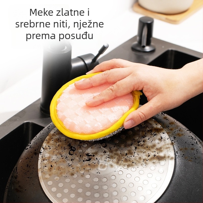 Dvostrana čistilna spužva za kuhinju – ribanje posuda i pranje suđa, debela i izdržljiva, uklanja masnoću i tvrdokorne mrlje