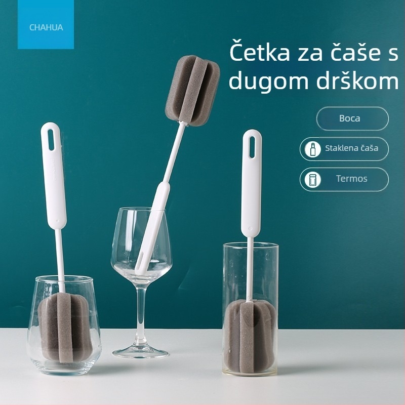 Camellia četka za čaše s dugim držačem za temeljito čišćenje, uklanjanje čajnih mrlja, pogodna za čaše i bočice za hranjenje