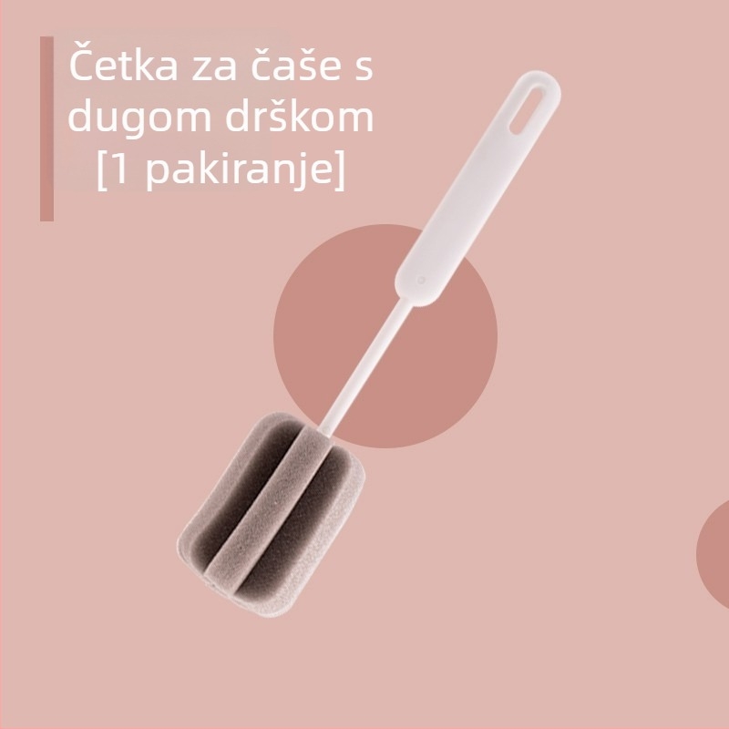 Camellia četka za čaše s dugim držačem za temeljito čišćenje, uklanjanje čajnih mrlja, pogodna za čaše i bočice za hranjenje