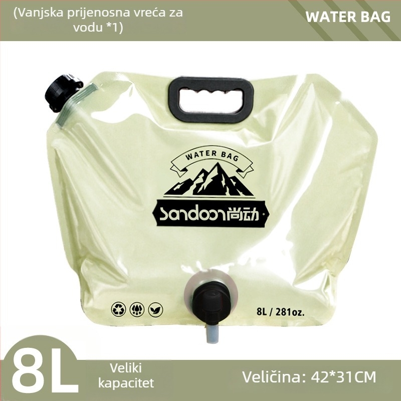 Prijenosna sklopiva vreća za vodu za kampiranje i planinarenje, velika kapaciteta, mekani PVC
