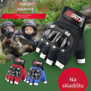 Dječje rukavice za vožnju biciklom s djelomično prstima, 5–12 godina, vanjska namjena, protuklizne, poliester