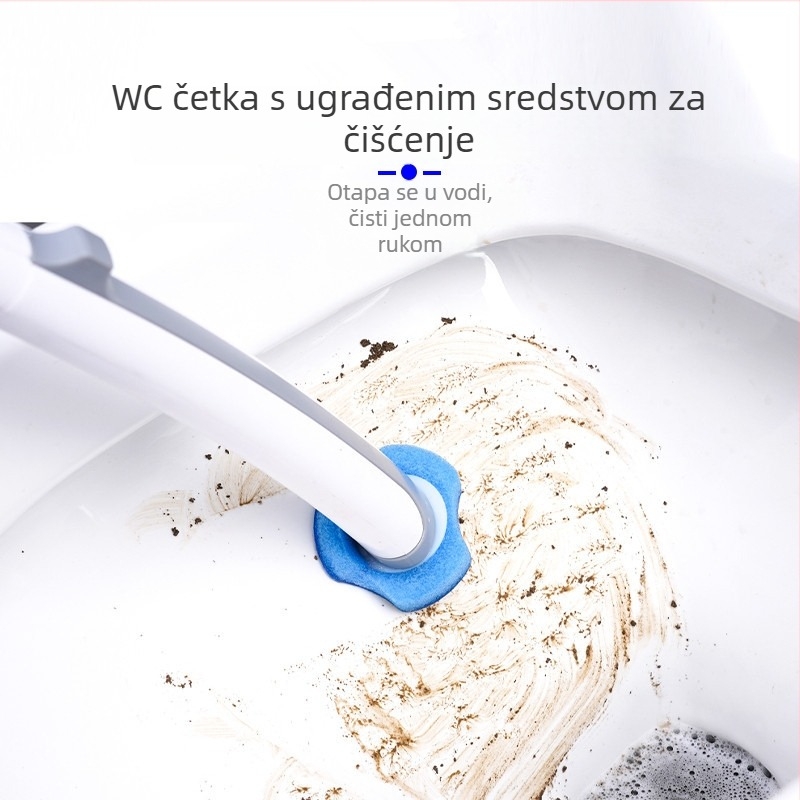 Jednokratna četka za WC s dugom drškom i tekućim sredstvom za čišćenje, za kućnu kupaonicu