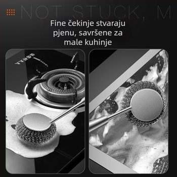 Četka od nehrđajućeg čelika 304 s dugom drškom – univerzalna četka od čelične vate za pranje lonaca i posuđa
