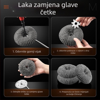 Četka od nehrđajućeg čelika 304 s dugom drškom – univerzalna četka od čelične vate za pranje lonaca i posuđa