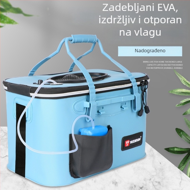 EVA posuda za žive ribe, ojačana, velika kapaciteta, višenamjenska, prijenosna s ručkom i naramenicom