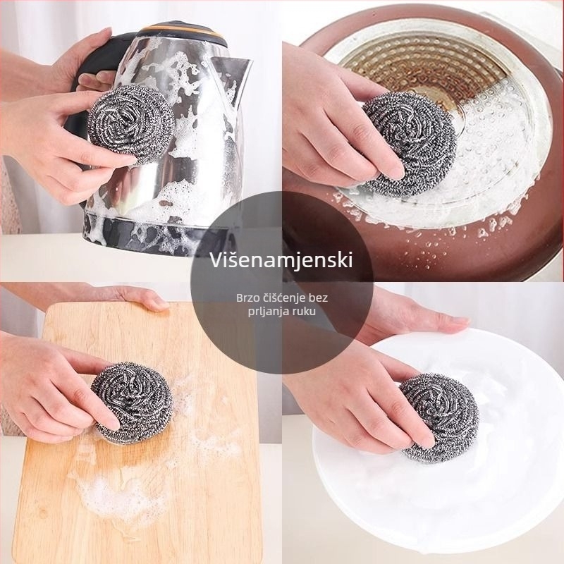Nehrđajuća čelična kugla za čišćenje posuđa i lonaca, kuhinjski scrubber