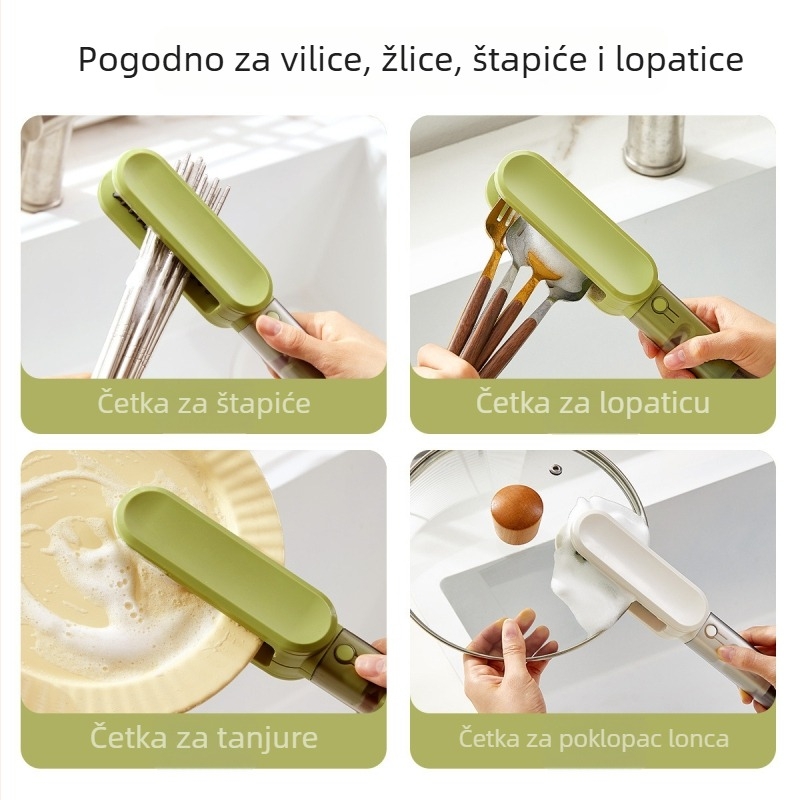 4-u-1 četka za čišćenje kuhinjskih alata: noževe, vilice i štapiće, dvostrana četka za čišćenje noževa i štapića