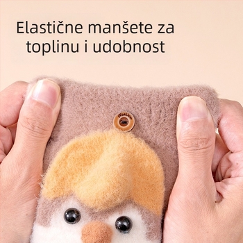 Dječje rukavice s pola prsta s motivom pingvina za zimu - debele, otporne na vjetar, izloženi vrhovi prstiju za pisanje, dizajn s pet prstiju s preklopom
