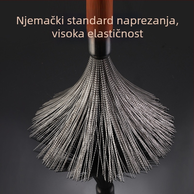 Četka za lonce od nehrđajućeg čelika s dugom drvenom drškom – kuhinjska četka za čišćenje posuđa i zdjela