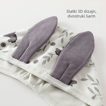 Kapa od pamuka s vezom i zaštitom za uši od vjetra, unisex, za sve sezone (0–12 mjeseci)