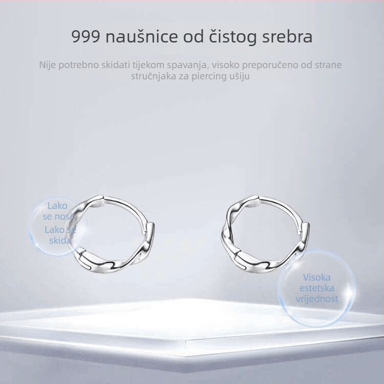 Mobius kružni naušnice od 999 srebra za žene