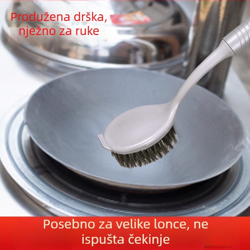 Četka za posuđe s dugačkom drškom i žičanim dlačicama