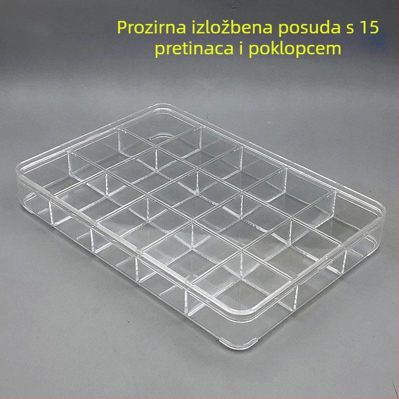 Prozirni akrilni pladanj za prikaz nakita i perli s odjeljcima za pohranu dodataka