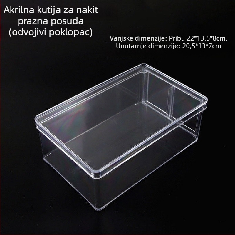 Prozirni akrilni pladanj za prikaz nakita i perli s odjeljcima za pohranu dodataka