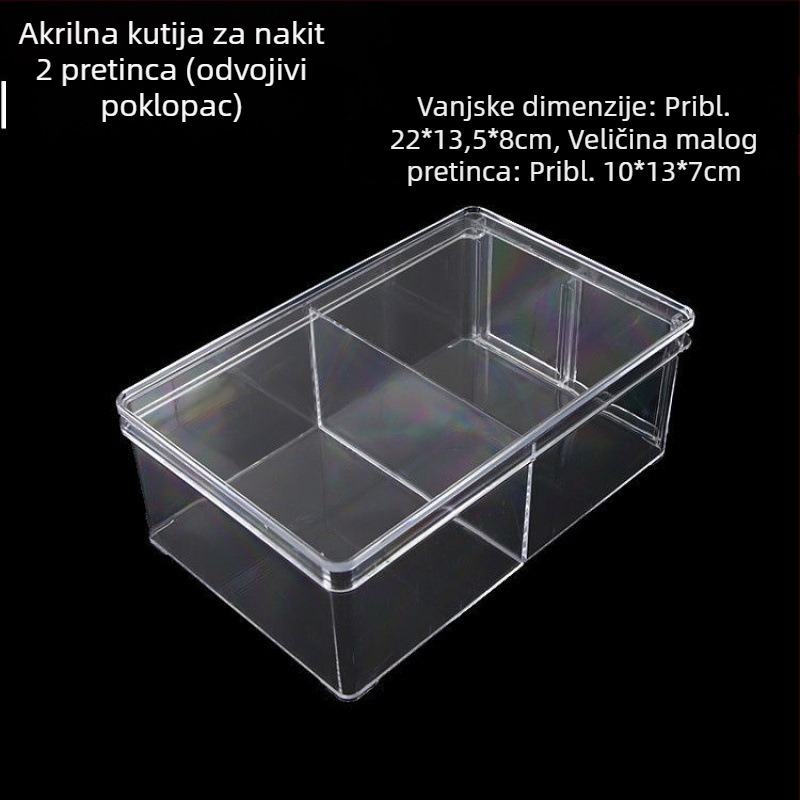 Prozirni akrilni pladanj za prikaz nakita i perli s odjeljcima za pohranu dodataka