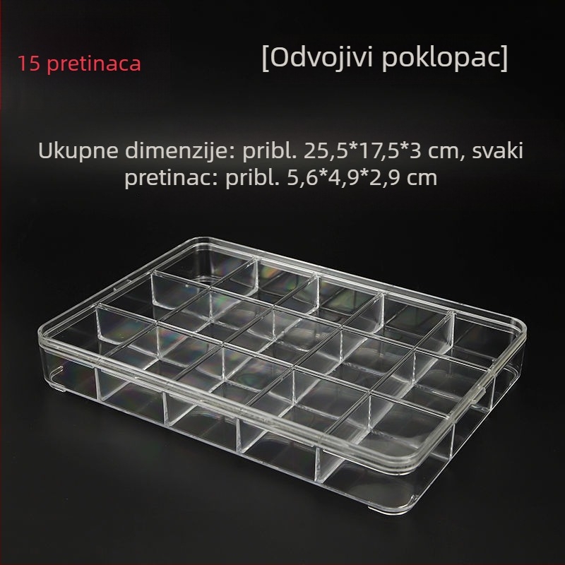 Prozirni akrilni pladanj za prikaz nakita i perli s odjeljcima za pohranu dodataka