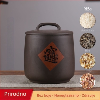 5 kg posuda od ljubičaste glinene za skladištenje riže, ručna izrada, keramika, otpornost na vlagu i štetnike, zatvoren spremnik za skladištenje riže