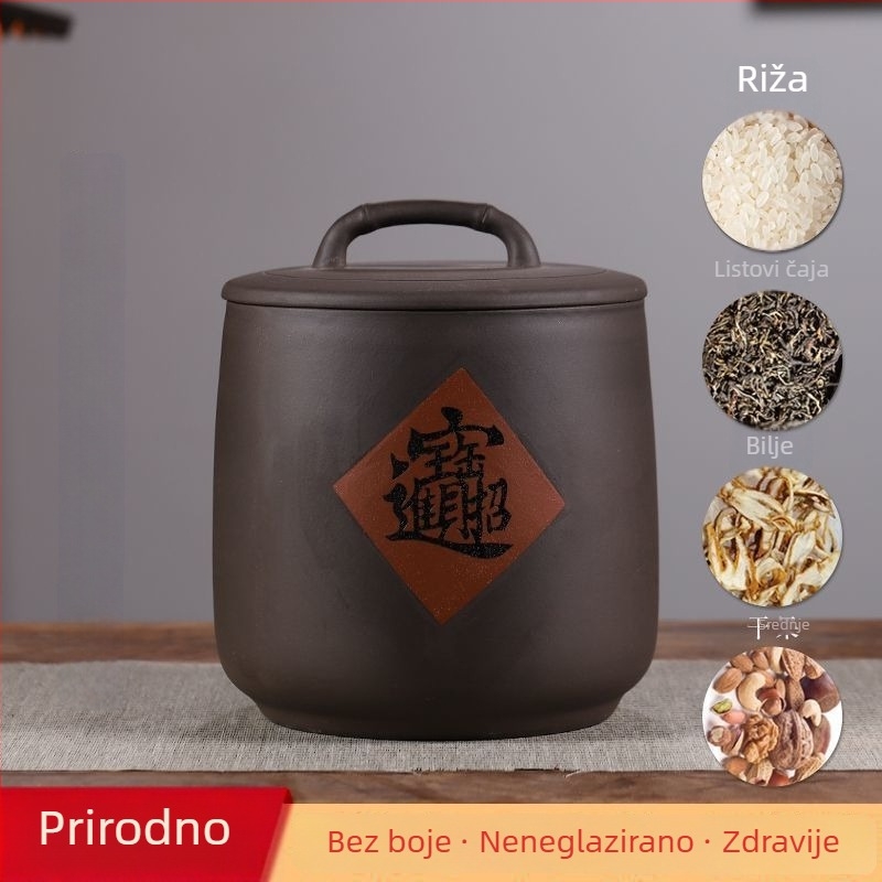 5 kg posuda od ljubičaste glinene za skladištenje riže, ručna izrada, keramika, otpornost na vlagu i štetnike, zatvoren spremnik za skladištenje riže