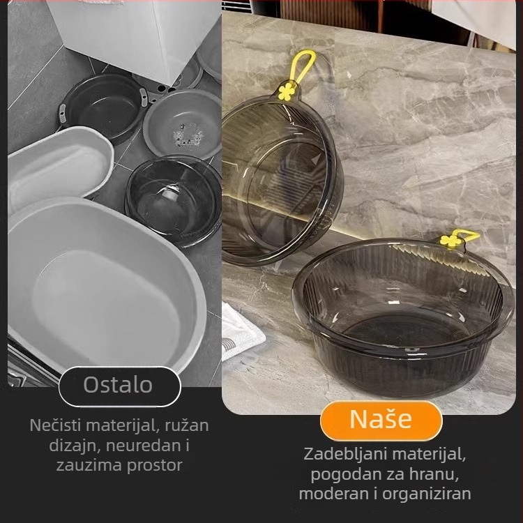 Prozirna PET debela posuda za pranje lica, kućnu upotrebu u kuhinji, pranje povrća i mijesanje tijesta — moderan minimalistički dizajn