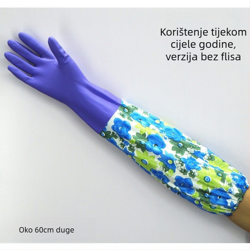 60 cm duge gumene rukavice za kućanstvo, vodonepropusne, produžene za čišćenje i pranje posuđa u kuhinji