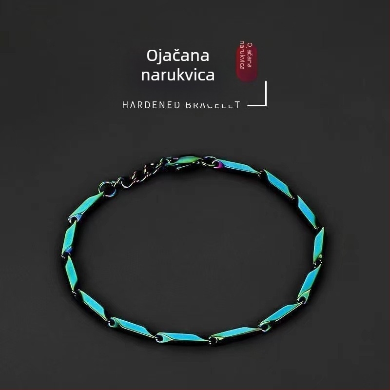 Šarena narukvica od nehrđajućeg čelika s titanijskim premazom, tvrdi završetak, dizajn romba, unisex.