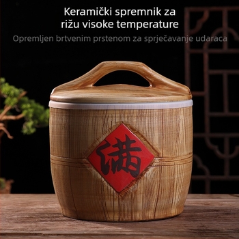Keramička posuda za rižu s poklopcem, zapečaćeni kuhinjski spremnik za skladištenje, kapacitet 5–6 L
