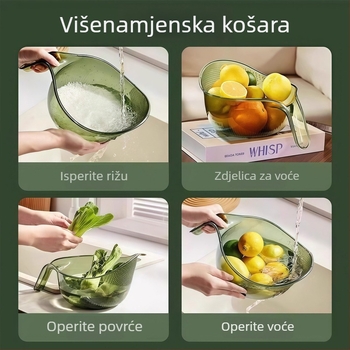 Plastična košara za pranje riže s držačem — kuhinjsko cjedilo za pranje riže, voća i povrća, odvod