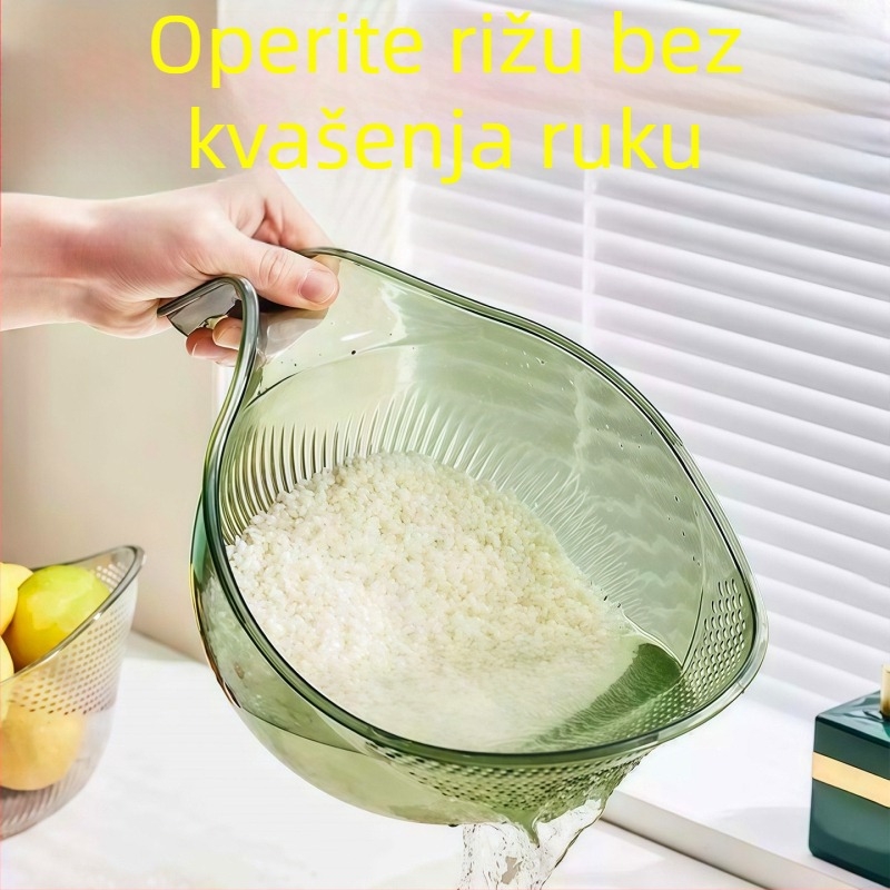 Plastična košara za pranje riže s držačem — kuhinjsko cjedilo za pranje riže, voća i povrća, odvod