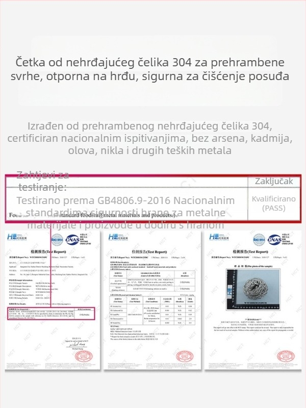 Četka s kuglom od nehrđajućeg čelika 304, s držačem – za čišćenje posuđa i lonaca u kuhinji
