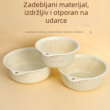 Plastična trostupanjska košara za odvod voća i povrća, kuhinjska posuda za pranje, višenamjenska