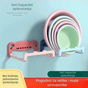 Sklopivi zidni držač za umivaonik i nožno kadu, bez bušenja, s odvodom