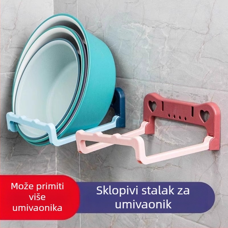 Sklopivi zidni držač za umivaonik i nožno kadu, bez bušenja, s odvodom