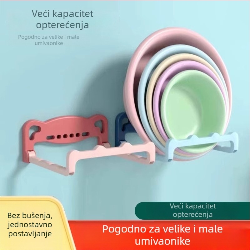 Sklopivi zidni držač za umivaonik i nožno kadu, bez bušenja, s odvodom
