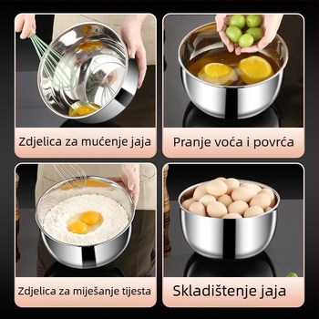 304 nehrđajući čelik, posuda za mućenje i miješanje s poklopcem, kuhinjski posudak, zdjela za tučenje jaja s poklopcem i gusta zdjela za juhu