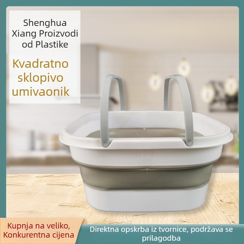 Kvadratna sklopiva plastična zdjela za pranje lica, povrća i stopala