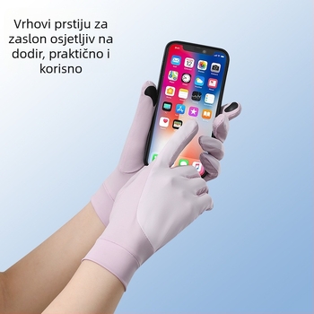 Unisex rukavice s UV zaštitom i prozračnim Ice Silk materijalom za vanjsku vožnju biciklom i vožnju – protivklizne, kompatibilne s dodirnim zaslonom