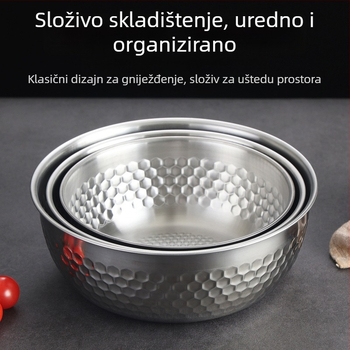 Nehrđava čelična zdjela sa zlatnim čekičanim završetkom – japanskog stila zdjela za salate, mućenje jaja, miješanje i miješenje tijesta, pečenje i juhe, kućna uporaba