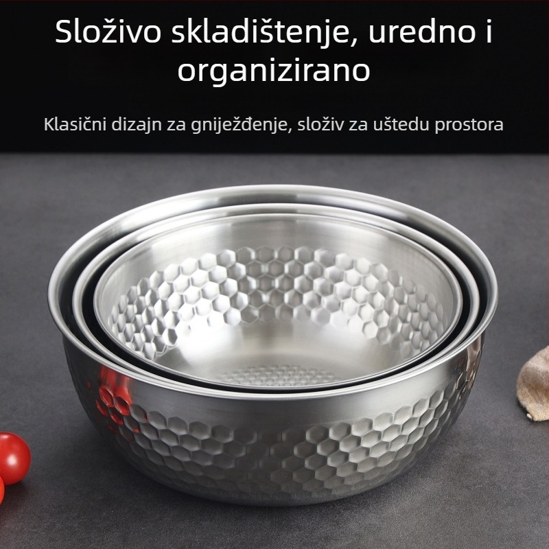 Nehrđava čelična zdjela sa zlatnim čekičanim završetkom – japanskog stila zdjela za salate, mućenje jaja, miješanje i miješenje tijesta, pečenje i juhe, kućna uporaba