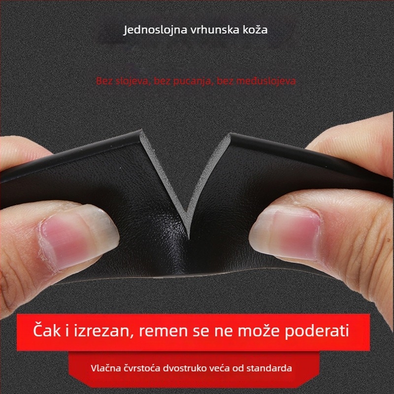 Muški pojas od gornjeg sloja kože bikova, prava koža, automatska kopča, perforirani dizajn, širina 3,5/3,8 cm