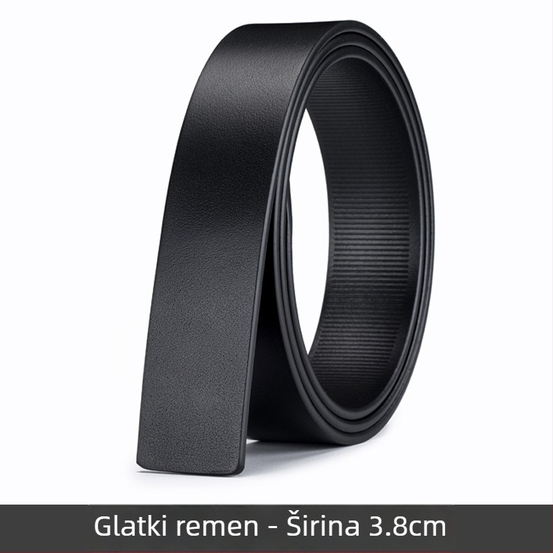 Muški pojas od gornjeg sloja kože bikova, prava koža, automatska kopča, perforirani dizajn, širina 3,5/3,8 cm