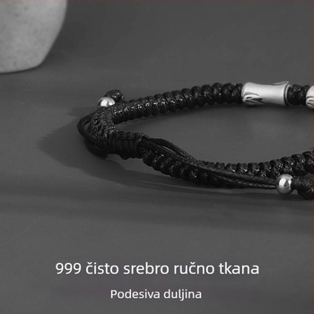 S999 srebrna muška narukvica u bambus stilu, novi retro dizajn, jedinstveni dar dečku
