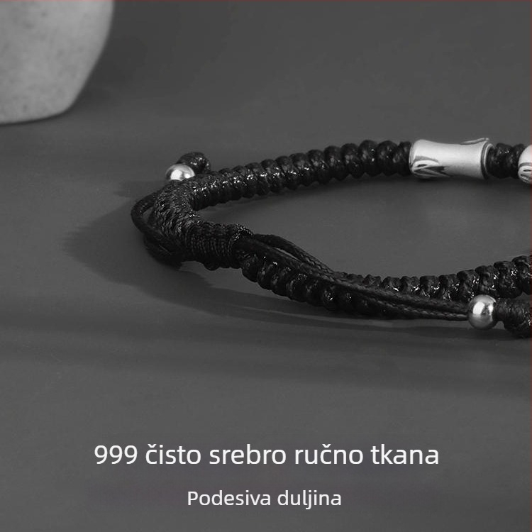 S999 srebrna muška narukvica u bambus stilu, novi retro dizajn, jedinstveni dar dečku