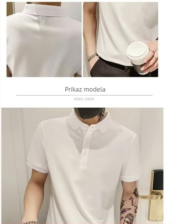 Ljetna muška polo majica s ovratnikom, brzo sušeća, širok kroj, crna