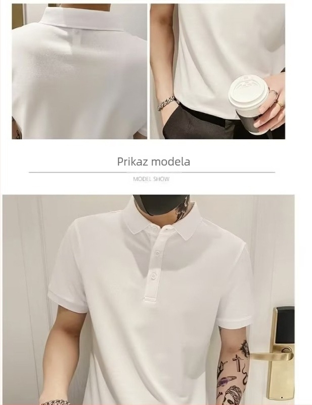 Ljetna muška polo majica s ovratnikom, brzo sušeća, širok kroj, crna