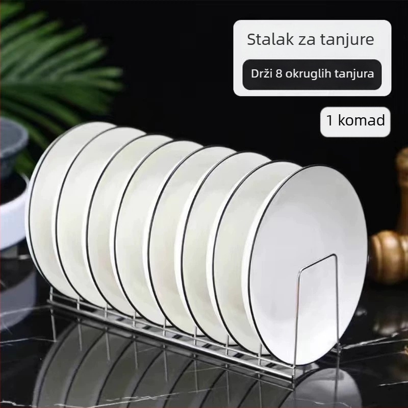 Držač za suđe od ugljičnog čelika za radnu ploču – minimalistički organizator s odvodom
