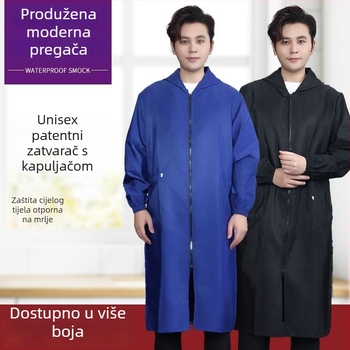 Produžena pregača za odrasle s rukavima, vodootporna i otporna na ulje, sa zatvaračem, kuhinjska radna odjeća